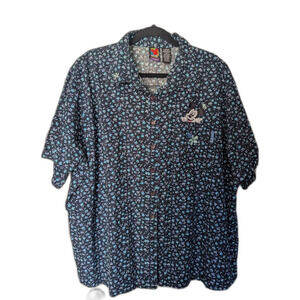 Disney Mickey Unlimited Plus 22W 24W Floral Button Up Shirt Embroidered Mickey
